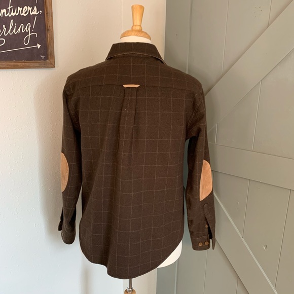 Turnbury 100% Wool Brown Plaid Shirt M - Picture 2 of 8